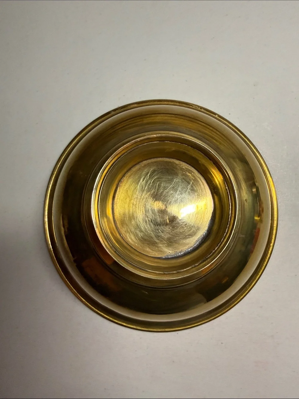Vintage Polished Brass Pedestal Serving Bowl